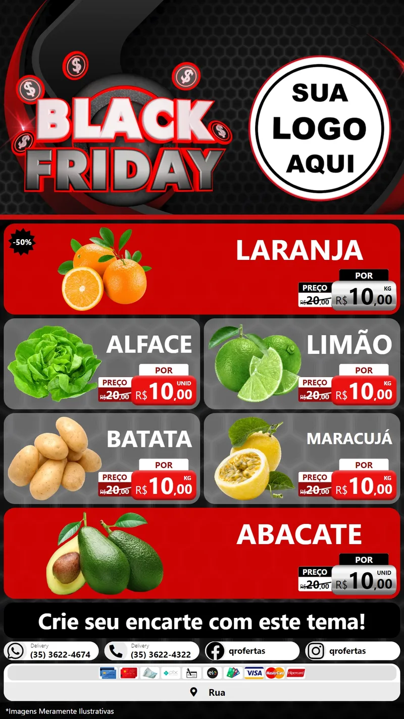Modelo de TV para TV Vertical com o tema Black Friday para Hortifrúti