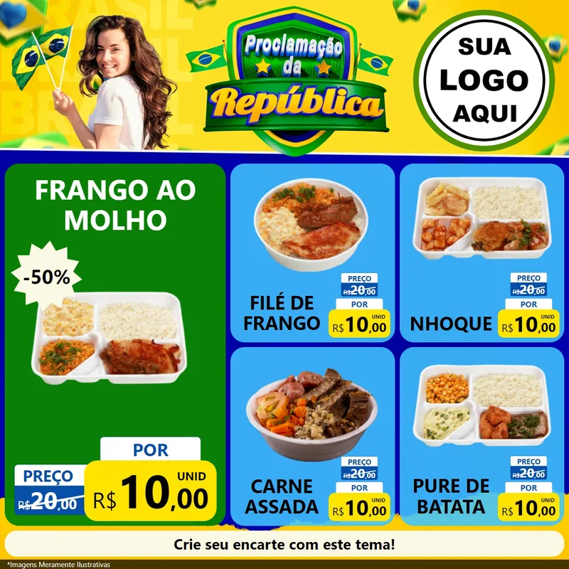 Modelo de Rede Social para Feed Facebook com o tema Proclamação da República para Restaurante