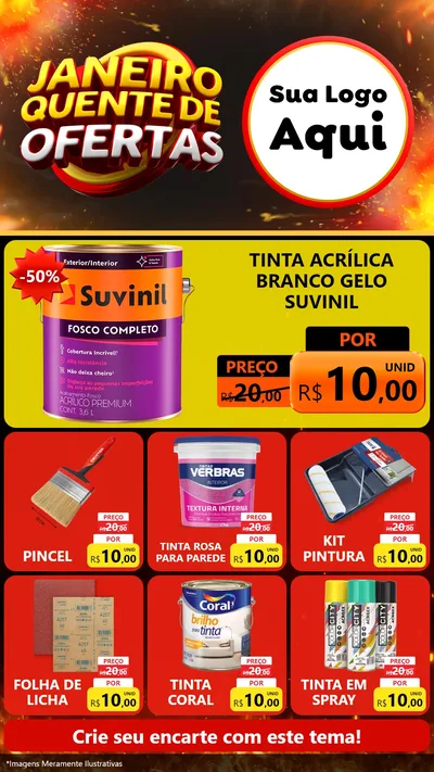Modelo de Rede Social para Stories com o tema Janeiro Quente de Ofertas para Tintas e Ferramentas