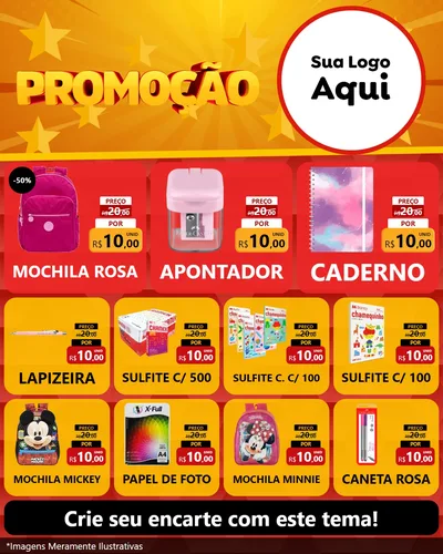 Modelo de Rede Social para Feed Instagram com o tema Promoção para Papelaria