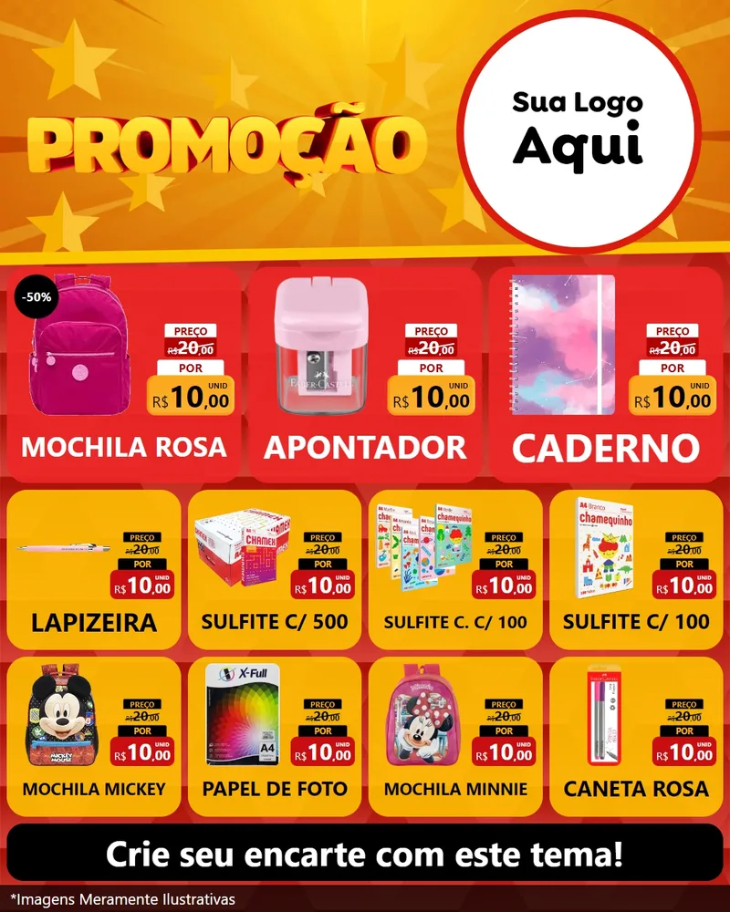 Modelo de Rede Social para Feed Instagram com o tema Promoção para Papelaria