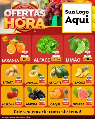 Modelo de Rede Social para Feed Instagram com o tema Ofertas da Hora para Hortifrúti