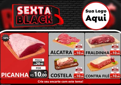 Modelo de Encarte para Encarte A4 Horizontal com o tema Sexta Black para Açougue