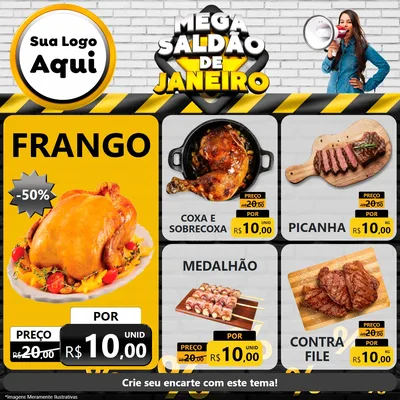 Modelo de Rede Social para Feed Facebook com o tema Mega Saldão de Janeiro para Assados