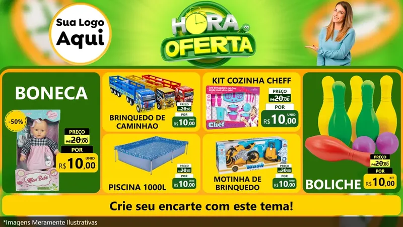 Modelo de TV para TV Horizontal com o tema Hora da Oferta para Brinquedos