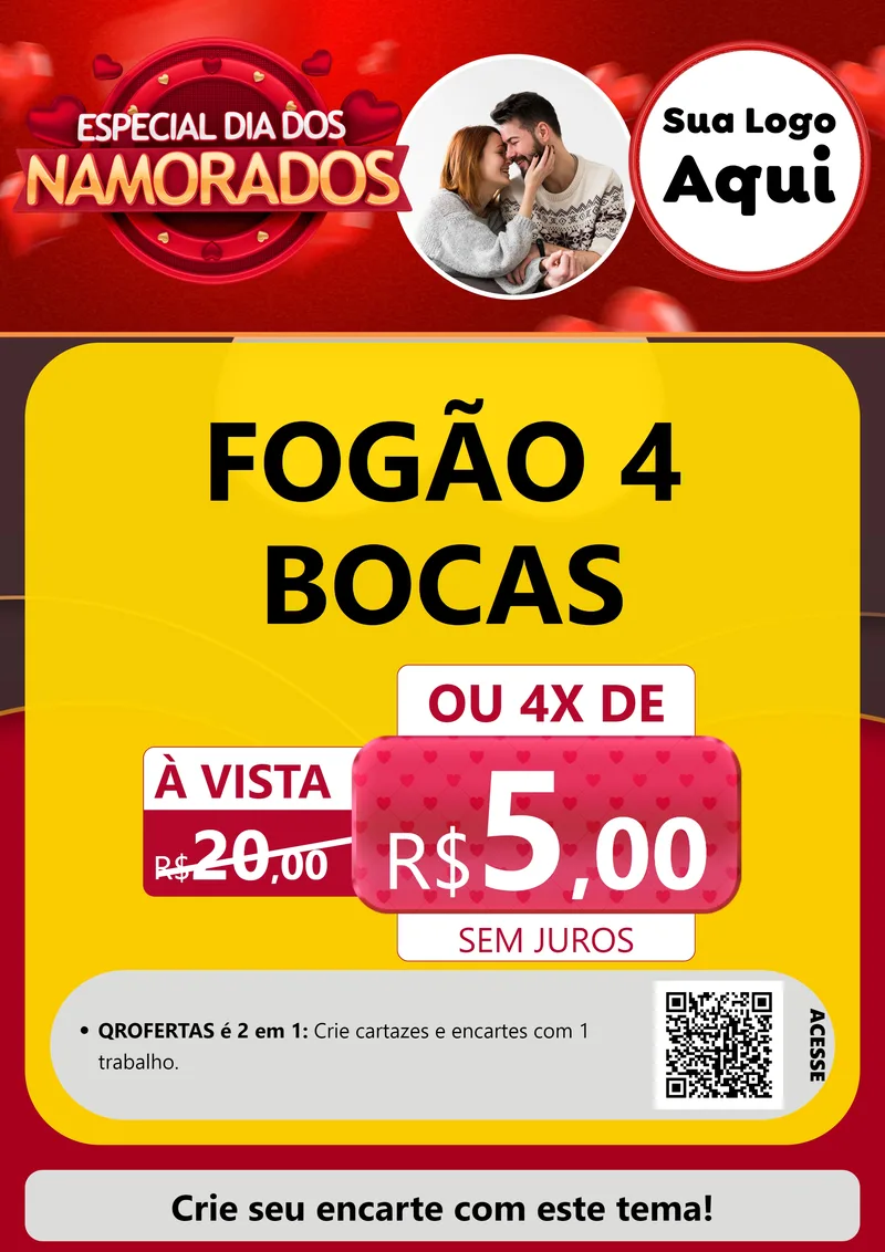 Modelo de Cartaz para Cartaz A4 Vertical com o tema Especial Dia Dos Namorados para Móveis e Eletro