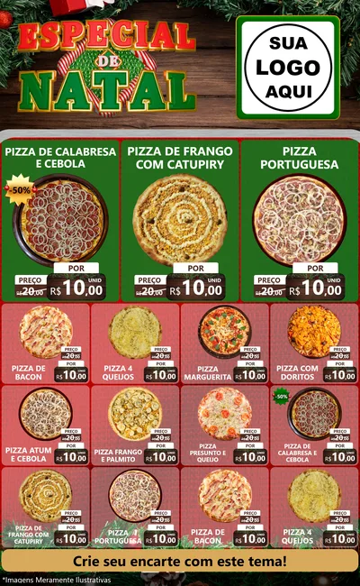 Modelo de Encarte para Encarte Grande com o tema Especial de Natal para Pizzaria