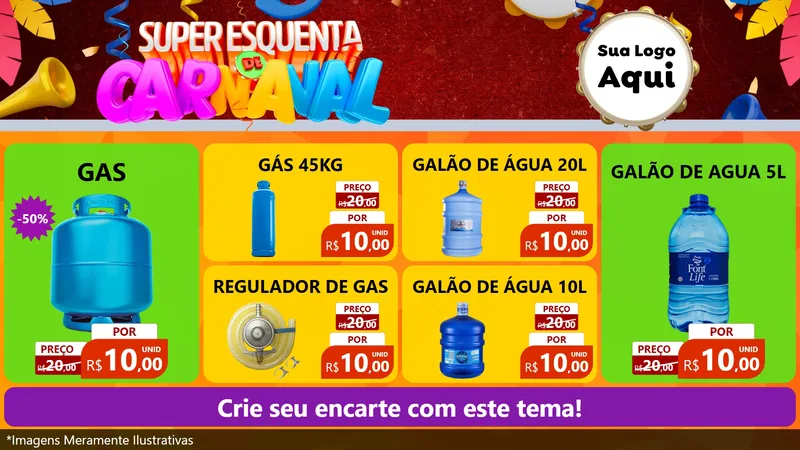Modelo de TV para TV Horizontal com o tema Super Esquenta de Carnaval para Água e gás