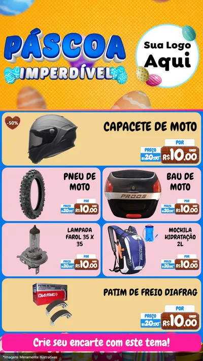 Modelo de TV para TV Vertical com o tema Páscoa Imperdível para Moto peças