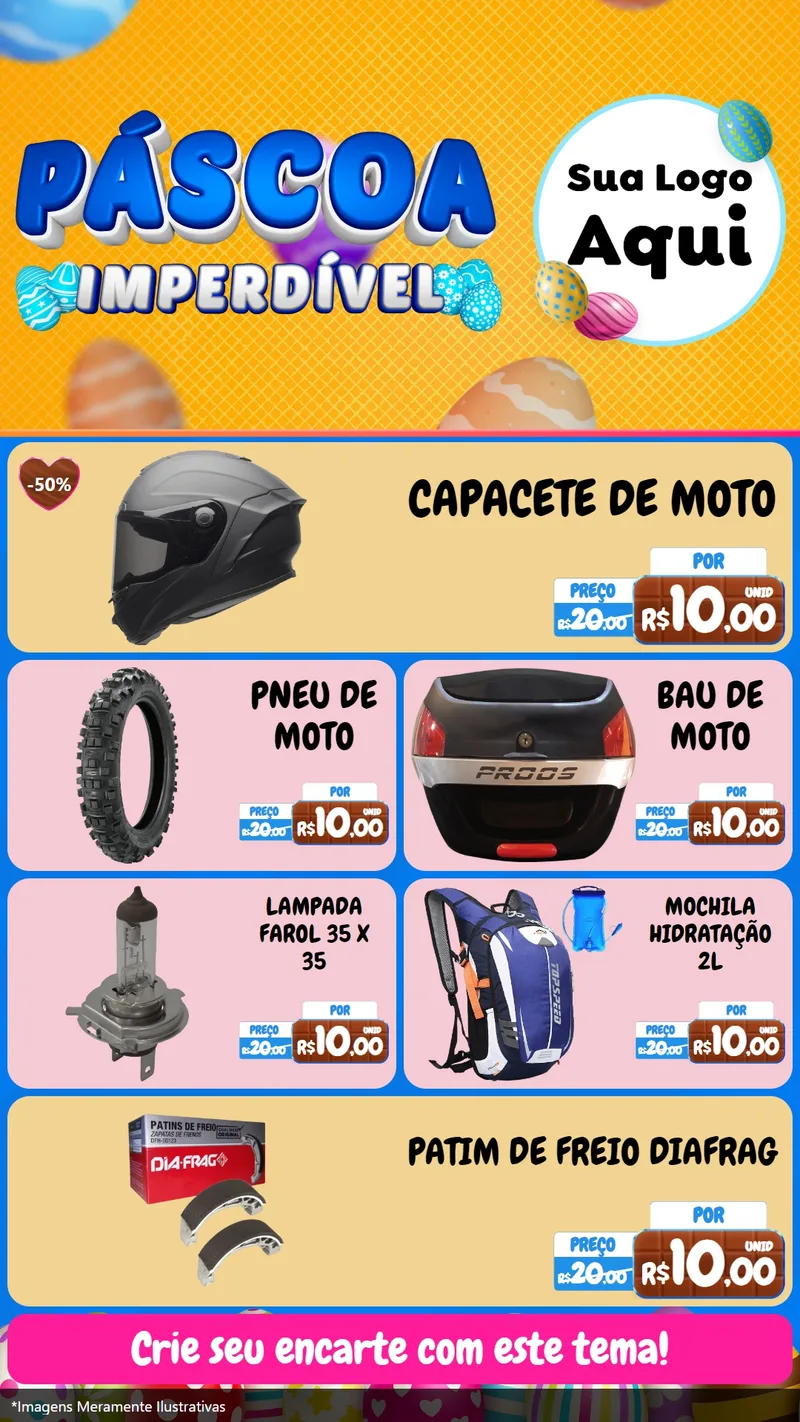 Modelo de TV para TV Vertical com o tema Páscoa Imperdível para Moto peças