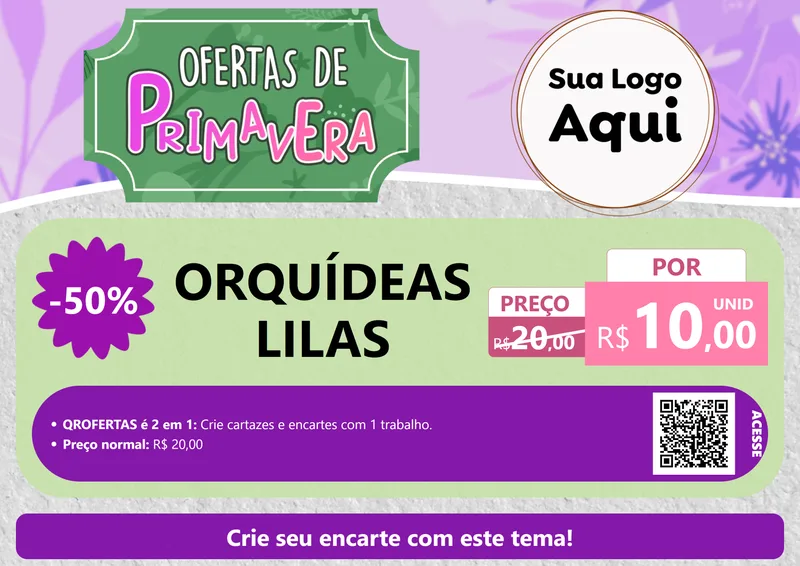 Modelo de Cartaz para Cartaz A4 Horizontal com o tema Ofertas de Primavera para Floricultura e jardim