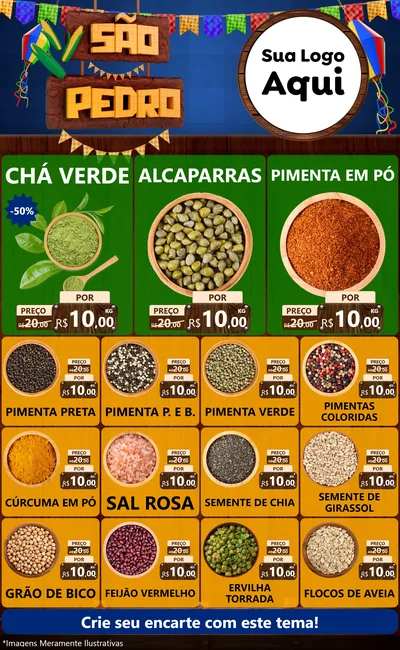 Modelo de Encarte para Encarte Grande com o tema São Pedro para Produtos Naturais