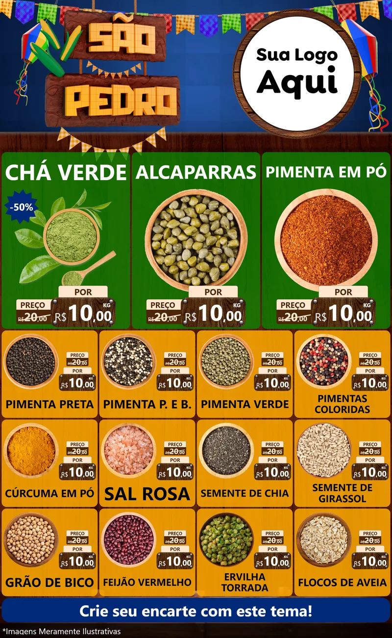 Modelo de Encarte para Encarte Grande com o tema São Pedro para Produtos Naturais