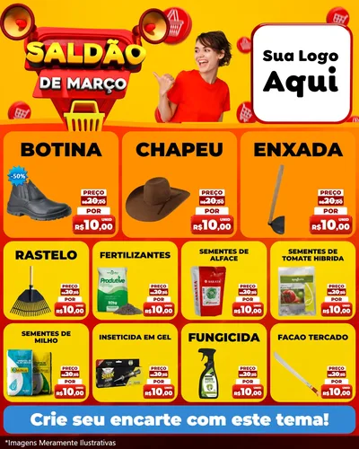 Modelo de Rede Social para Feed Instagram com o tema Saldão de Março para Agropecuária