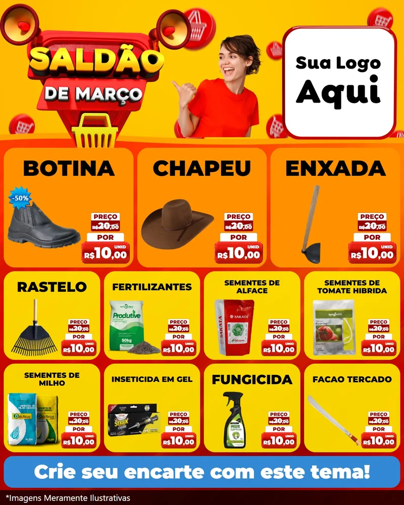Modelo de Rede Social para Feed Instagram com o tema Saldão de Março para Agropecuária