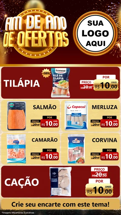 Modelo de TV para TV Vertical com o tema Fim de Ano de Ofertas para Peixaria