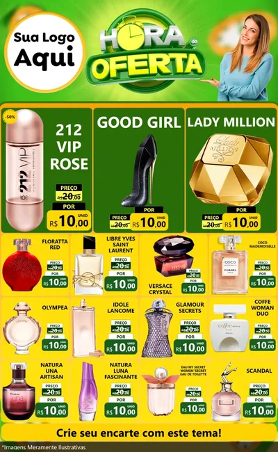 Modelo de Encarte para Encarte Grande com o tema Hora da Oferta para Perfumes