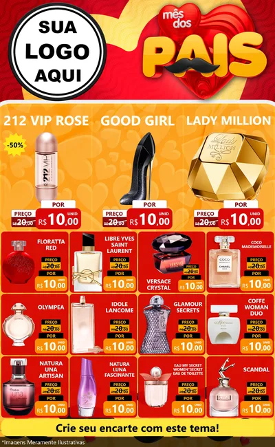 Modelo de Encarte para Encarte Grande com o tema Mês Dos Pais para Perfumes