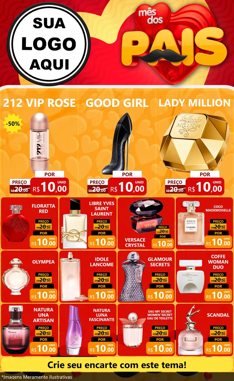 Modelo de Encarte para Encarte Grande com o tema Mês Dos Pais para Perfumes