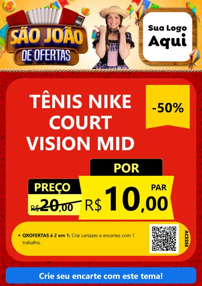 Modelo de Cartaz para Cartaz A4 Vertical com o tema São João de Ofertas para Calçados