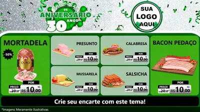 Modelo de TV para TV Horizontal com o tema Promoção de Aniversário - 30 Anos para Frios e Laticínios