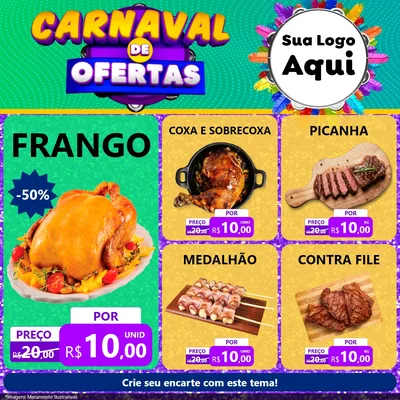 Modelo de Rede Social para Feed Facebook com o tema Carnaval de Ofertas para Assados