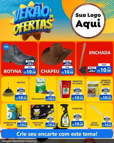 Modelo de Rede Social para Feed Instagram com o tema Verão de Ofertas para Agropecuária
