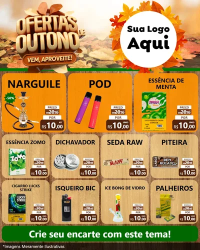 Modelo de Rede Social para Feed Instagram com o tema Ofertas de Outono - Vem, Aproveite! para Tabacaria