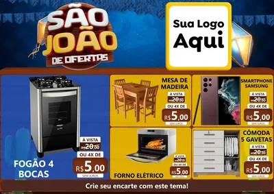 Modelo de Encarte para Encarte A4 Horizontal com o tema São João Ofertas Imbatíveis! - Junina para Móveis e Eletro