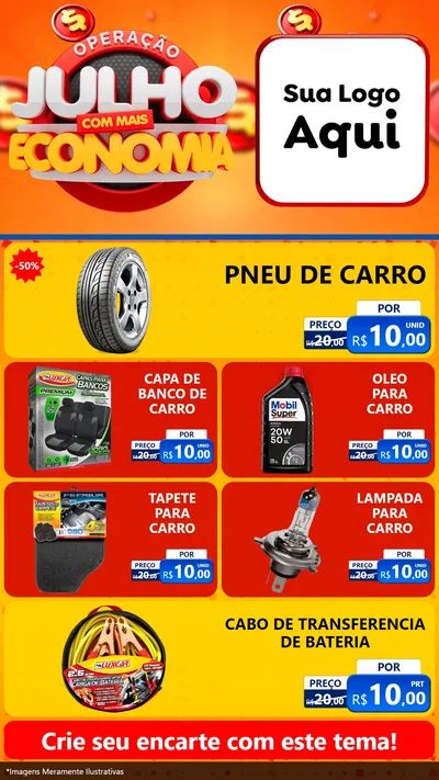 Modelo de TV para TV Vertical com o tema Operação Julho Com Mais Economia para Auto peças
