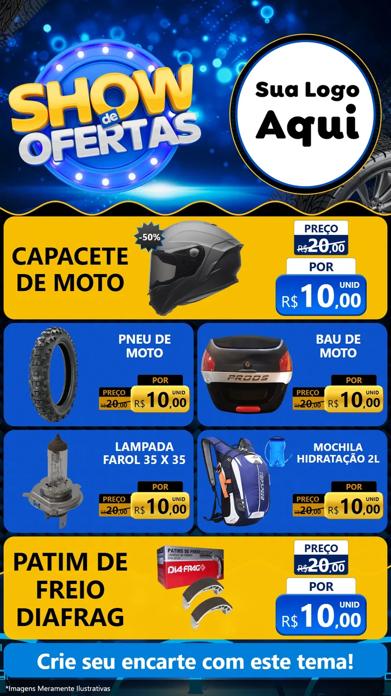 Modelo de TV para TV Vertical com o tema Show de Ofertas para Moto peças
