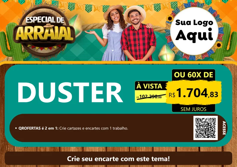 Modelo de Cartaz para Cartaz A4 Horizontal com o tema Especial De Arraial para Concessionaria de Carros