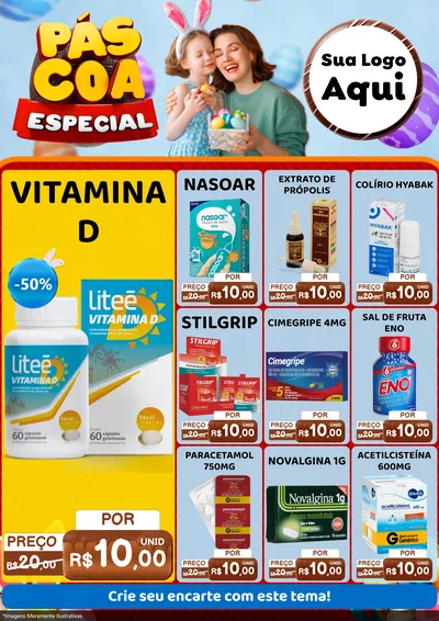 Modelo de Encarte para Encarte A4 Vertical com o tema Páscoa Especial para Farmácia