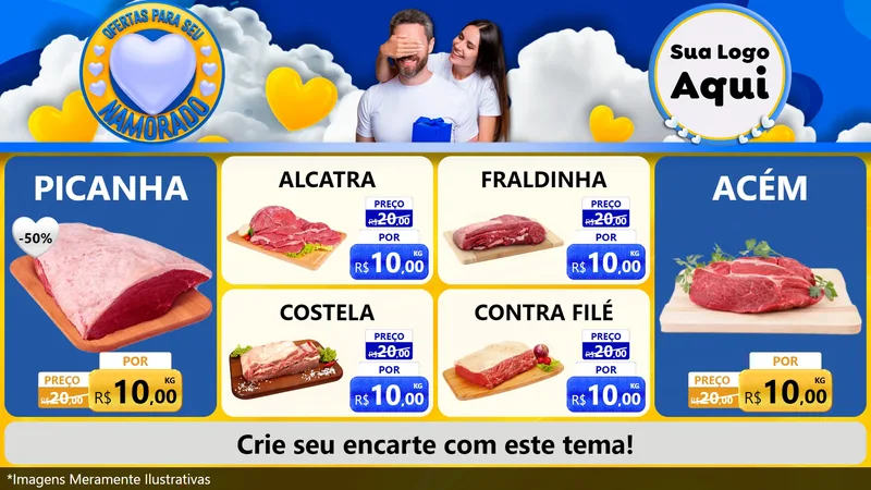 Modelo de TV para TV Horizontal com o tema Ofertas Para Seu Namorado para Açougue
