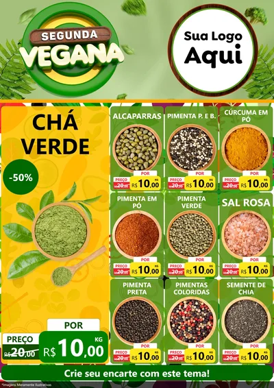 Modelo de Encarte para Encarte A4 Vertical com o tema Segunda Vegana para Produtos Naturais