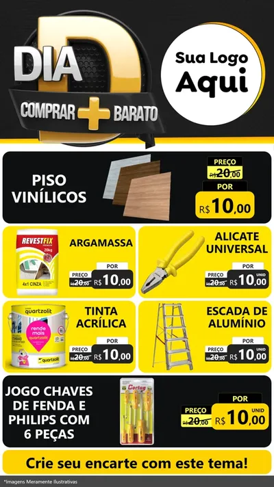 Modelo de TV para TV Vertical com o tema Dia D Mais Economia para Material para Construção
