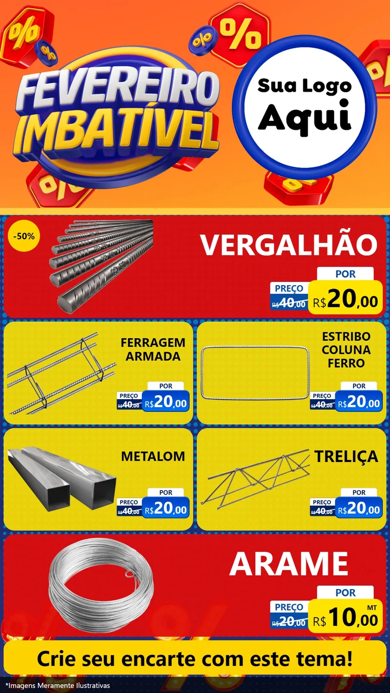 Modelo de TV para TV Vertical com o tema Fevereiro Imbatível para Ferragens
