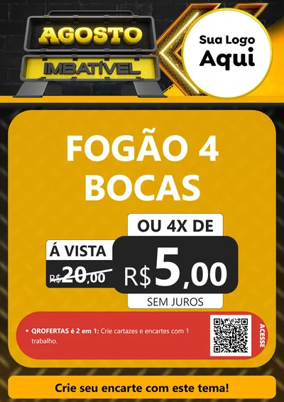 Modelo de Cartaz para Cartaz A4 Vertical com o tema Agosto Imbatível para Móveis e Eletro