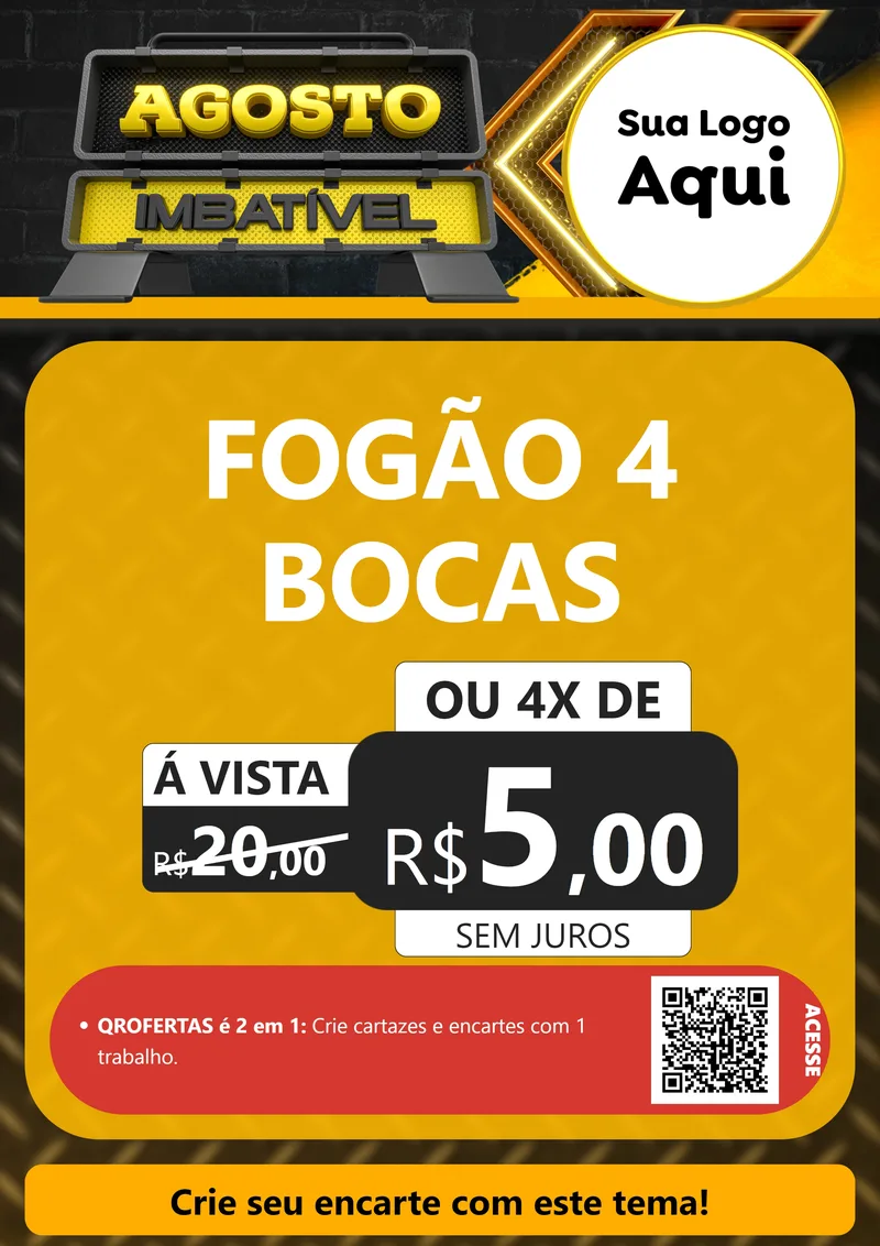 Modelo de Cartaz para Cartaz A4 Vertical com o tema Agosto Imbatível para Móveis e Eletro
