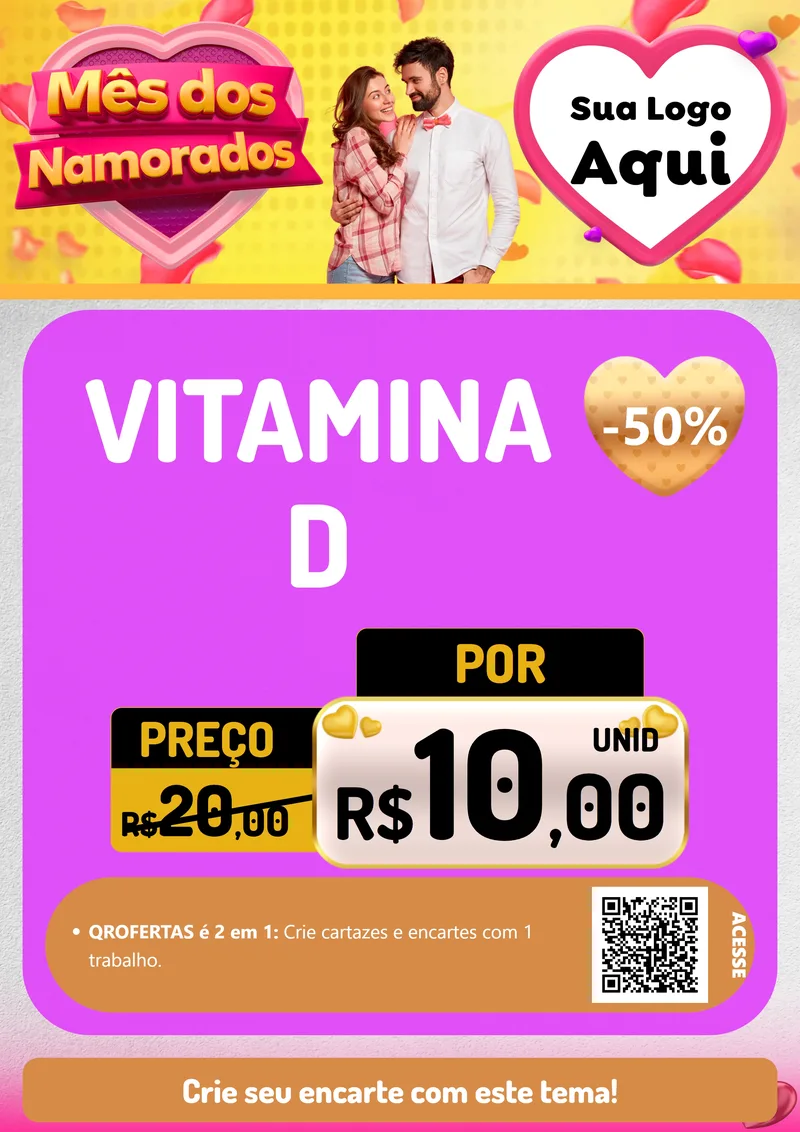 Modelo de Cartaz para Cartaz A4 Vertical com o tema Mês dos Namorados para Farmácia