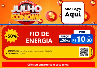 Modelo de Cartaz para Cartaz A4 Horizontal com o tema Operação Julho Com Mais Economia para Materiais Elétricos