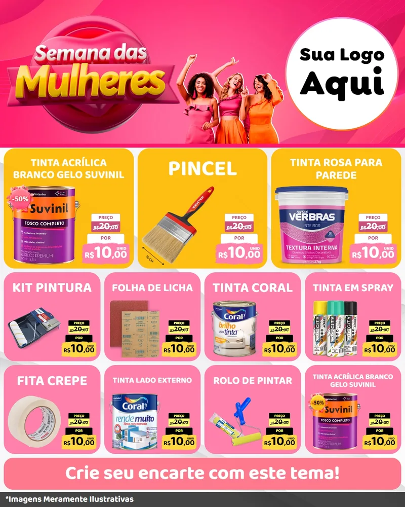 Modelo de Rede Social para Feed Instagram com o tema Semana das Mulheres para Tintas e Ferramentas