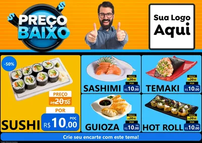 Modelo de Encarte para Encarte A4 Horizontal com o tema Preço Baixo para Comida japonesa