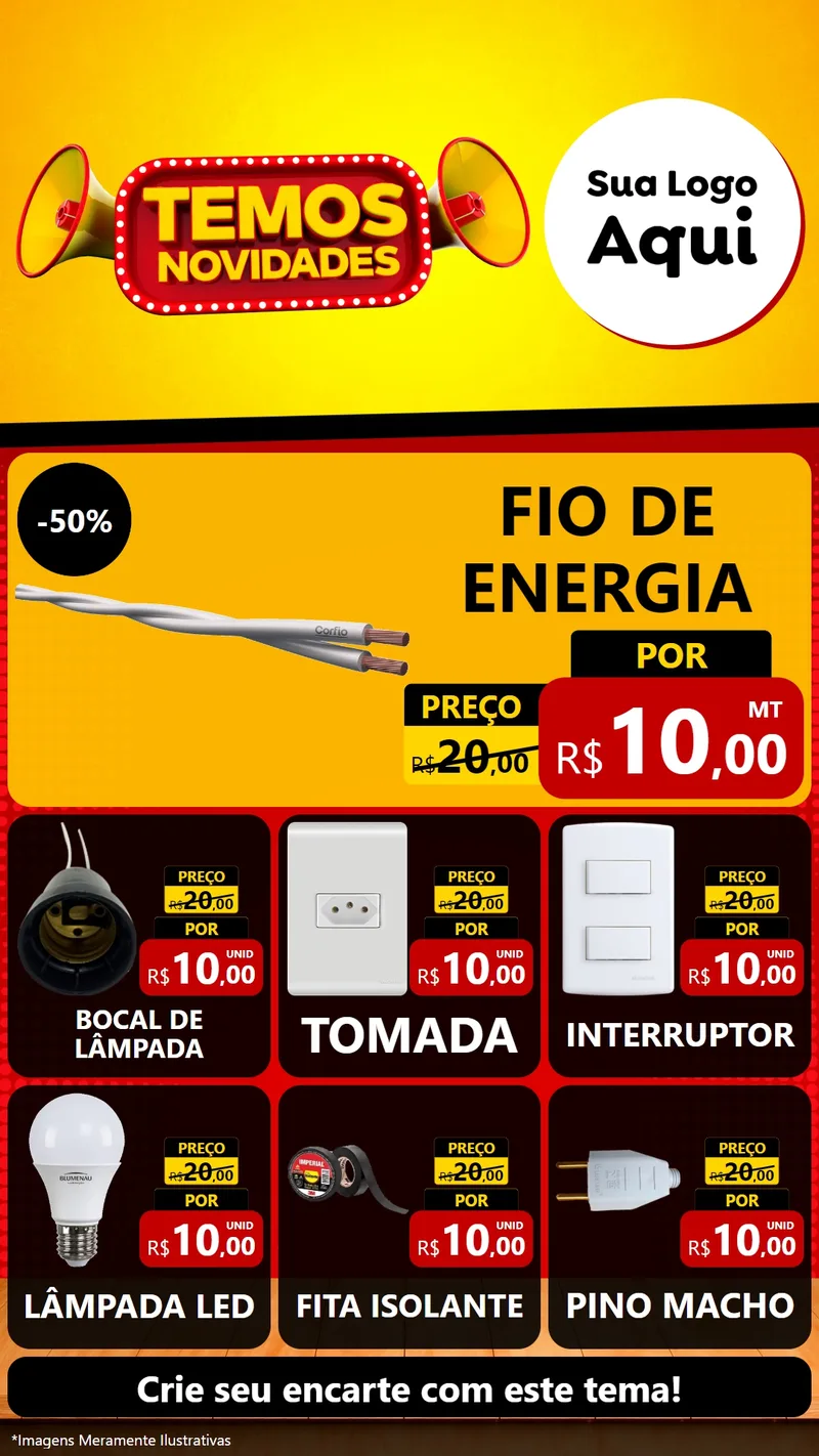 Modelo de Rede Social para Stories com o tema Temos Novidades para Materiais Elétricos