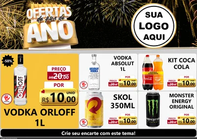 Modelo de Encarte para Encarte A4 Horizontal com o tema Ofertas de Fim de Ano para Distribuidora de bebidas