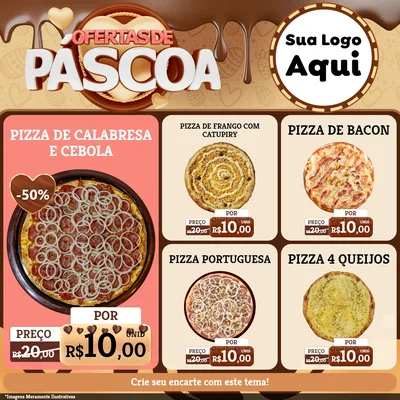 Modelo de Rede Social para Feed Facebook com o tema Ofertas de Páscoa para Pizzaria