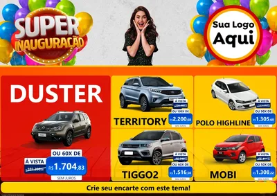 Modelo de Encarte para Encarte A4 Horizontal com o tema Super Inauguração para Concessionaria de Carros