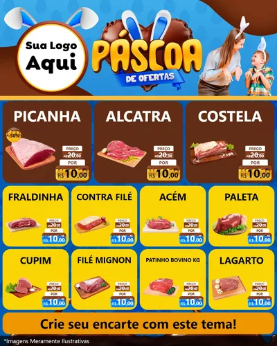 Modelo de Rede Social para Feed Instagram com o tema Páscoa de Ofertas para Açougue