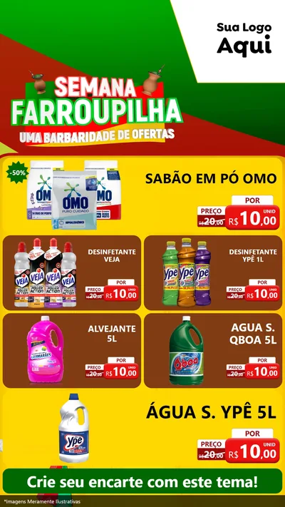 Modelo de TV para TV Vertical com o tema Semana Farroupilha - Uma Barbaridade de Ofertas para Produtos de Limpeza