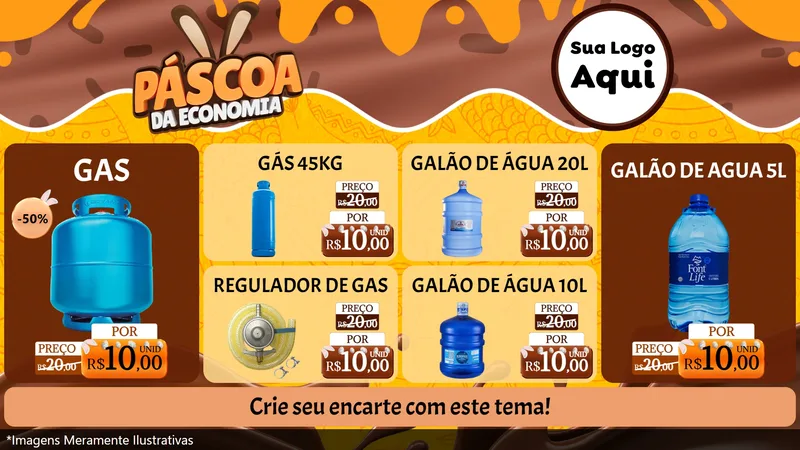 Modelo de TV para TV Horizontal com o tema Páscoa da Economia para Água e gás
